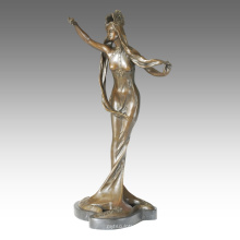 Tänzerfigur Statue Langhaar Lady Bronze Skulptur TPE-066